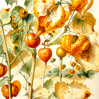 Ilustración botánica de Aguaymanto