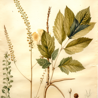 Ilustración botánica de Cimicifuga racemosa