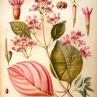 Ilustración botánica de Quina roja