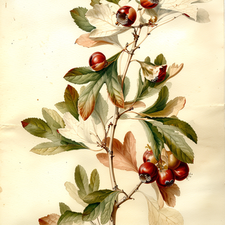 Ilustración botánica de Espino blanco