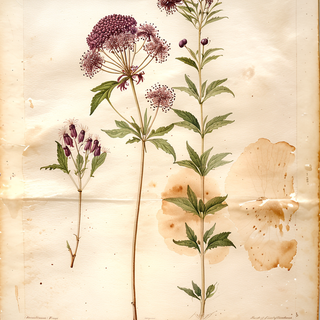 Ilustración botánica de Eupatorium purpureum
