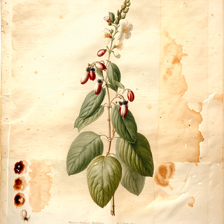 Ilustración botánica de Árnica roja