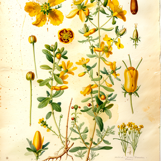 Ilustración botánica de Hypericum perforatum