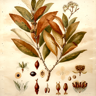 Ilustración botánica de Laurus caustica