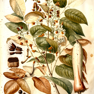 Ilustración botánica de Bálsamo de Perú