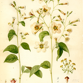 Ilustración botánica de Nicotiana paniculata
