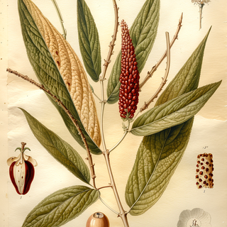 Ilustración botánica de Piper asperifolium