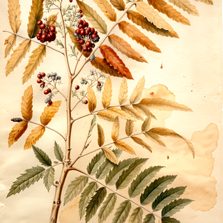 Ilustración botánica de Schinus dependens